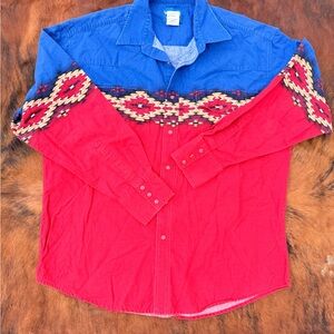 Wrangler Brushpopper Blue Denim Western Shirt